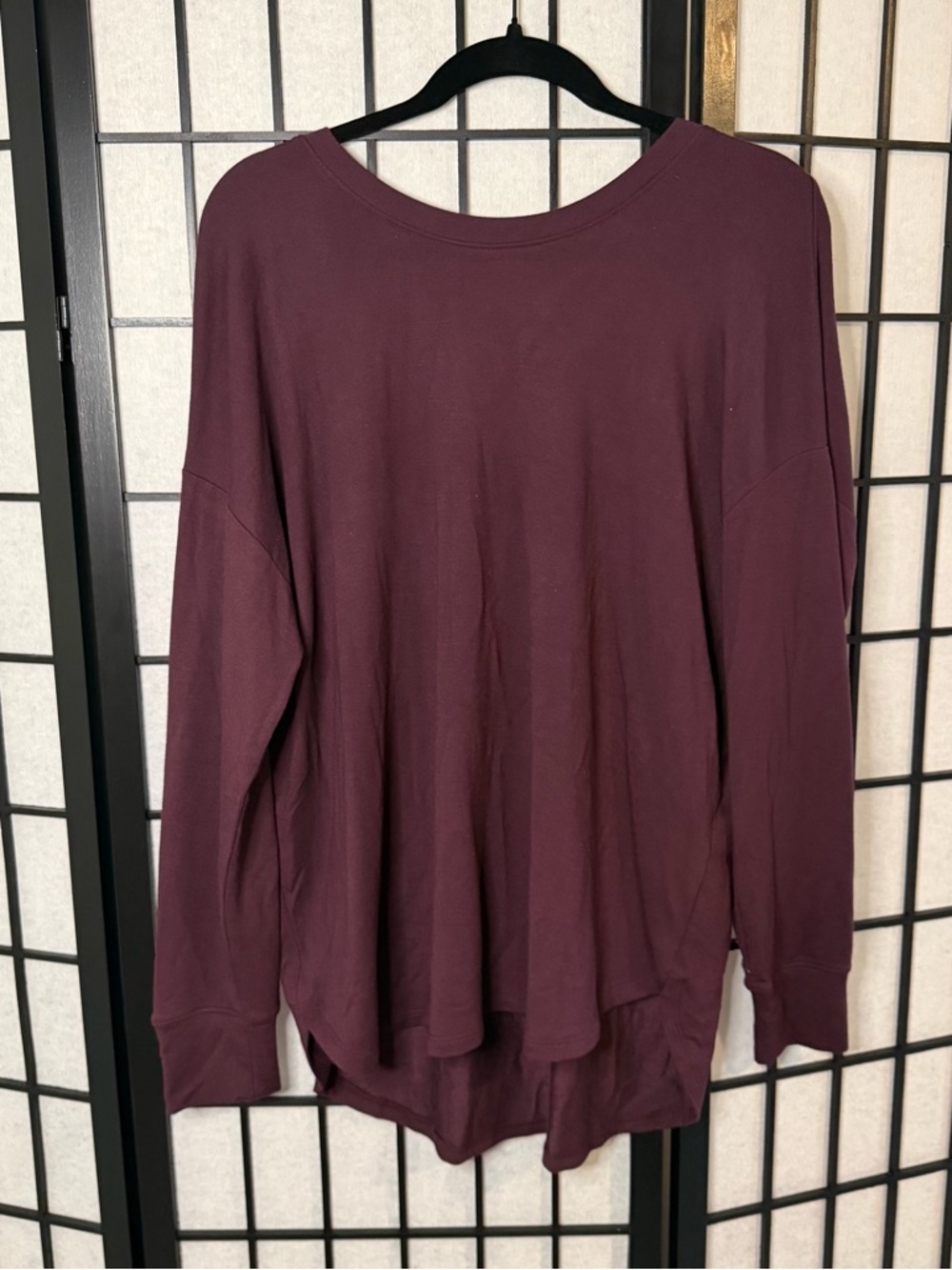 Athleta Back Track Long-Sleeve Crew Neck Open Back Top - Burgundy